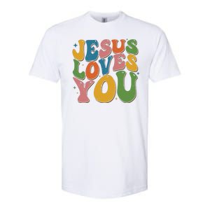 Jesus Loves You Retro Groovy Softstyle CVC T-Shirt