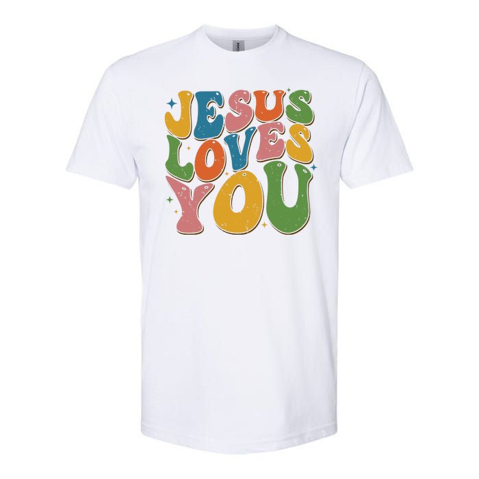 Jesus Loves You Retro Groovy Softstyle CVC T-Shirt