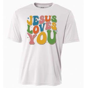 Jesus Loves You Retro Groovy Cooling Performance Crew T-Shirt