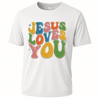 Jesus Loves You Retro Groovy Cooling Performance Crew T-Shirt