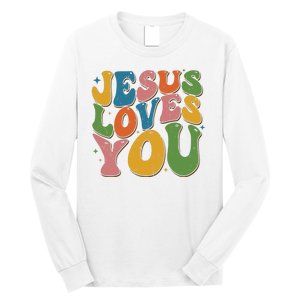 Jesus Loves You Retro Groovy Long Sleeve Shirt