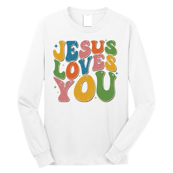 Jesus Loves You Retro Groovy Long Sleeve Shirt