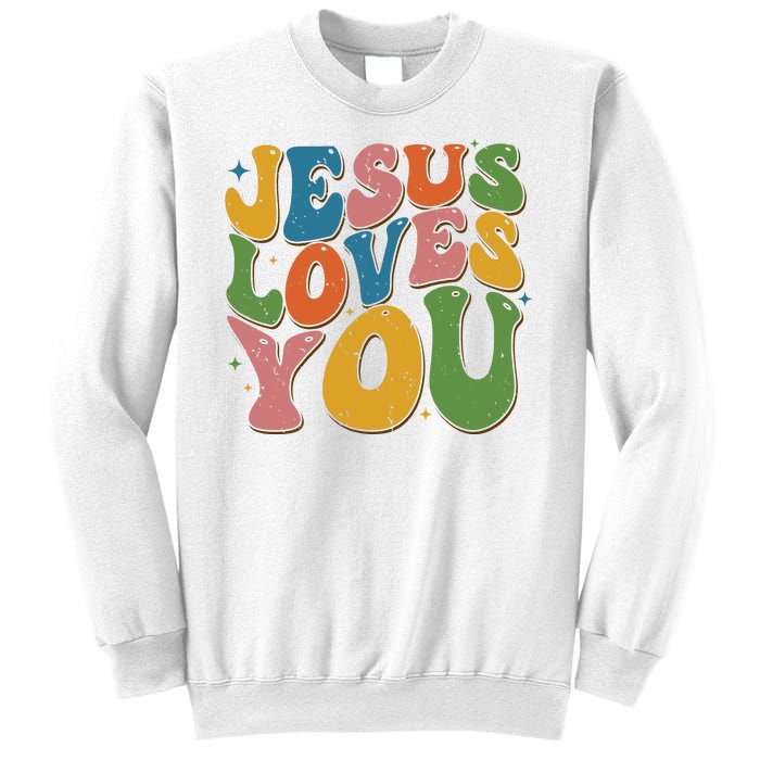 Jesus Loves You Retro Groovy Sweatshirt