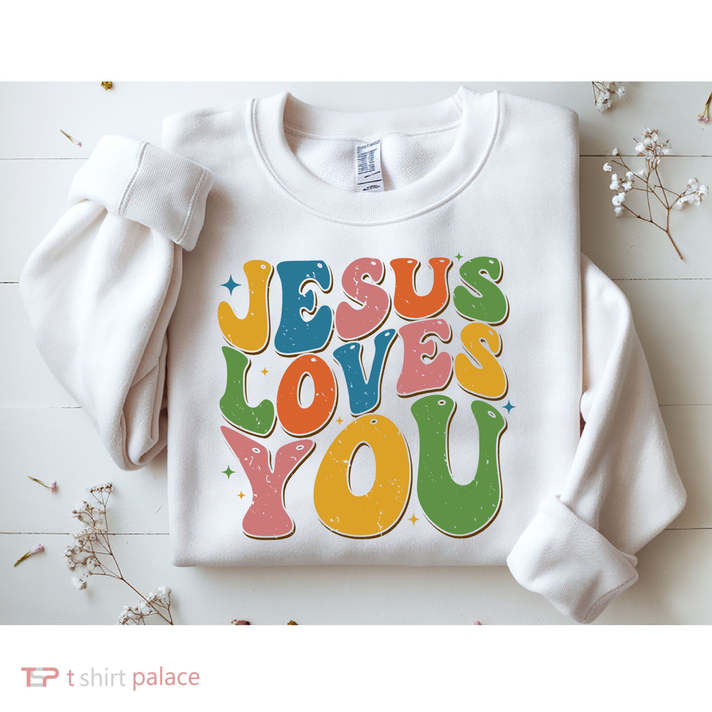 Jesus Loves You Retro Groovy Sweatshirt