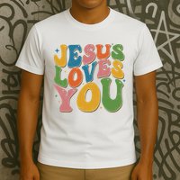Jesus Loves You Retro Groovy T-Shirt