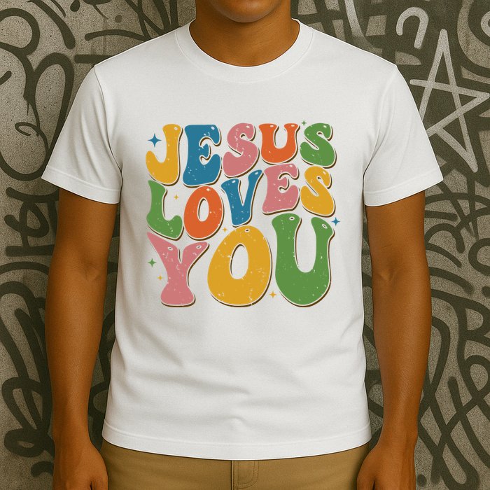 Jesus Loves You Retro Groovy T-Shirt