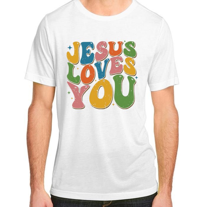 Jesus Loves You Retro Groovy Adult ChromaSoft Performance T-Shirt