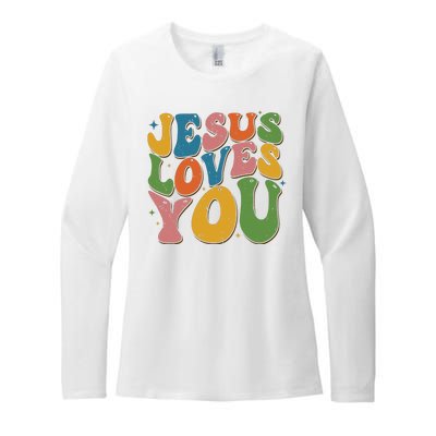 Jesus Loves You Retro Groovy Womens CVC Long Sleeve Shirt