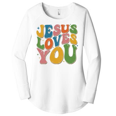 Jesus Loves You Retro Groovy Women's Perfect Tri Tunic Long Sleeve Shirt