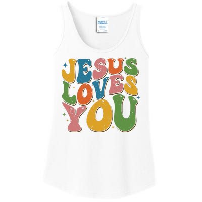 Jesus Loves You Retro Groovy Ladies Essential Tank