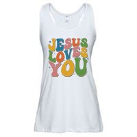 Jesus Loves You Retro Groovy Ladies Essential Flowy Tank