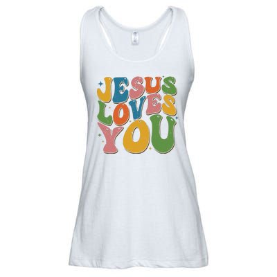 Jesus Loves You Retro Groovy Ladies Essential Flowy Tank