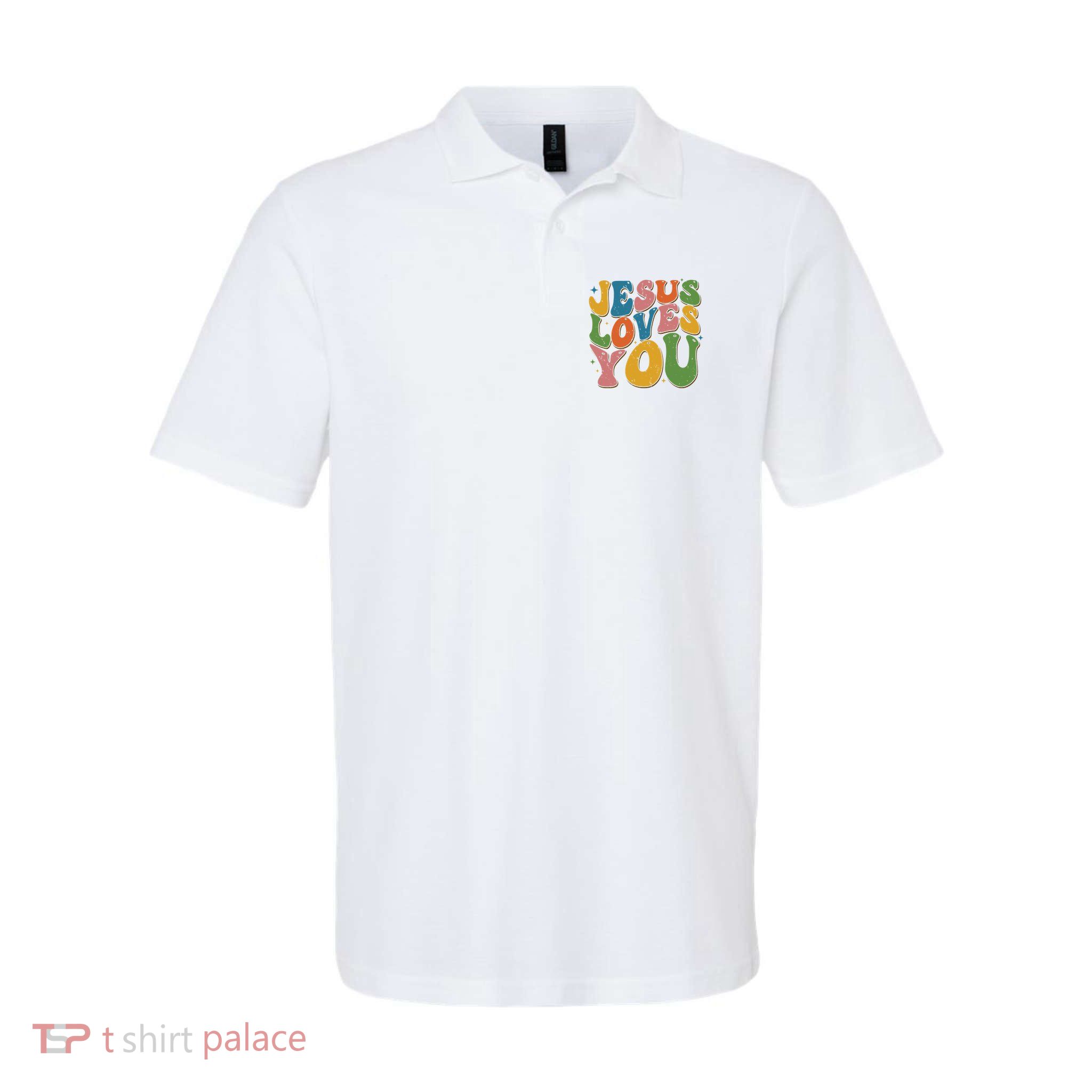 Jesus Loves You Retro Groovy Polo