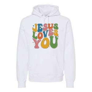 Jesus Loves You Retro Groovy Premium Hoodie