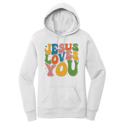 Jesus Loves You Retro Groovy Women's Pullover Hoodie