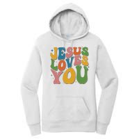 Jesus Loves You Retro Groovy Women's Pullover Hoodie