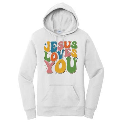 Jesus Loves You Retro Groovy Women's Pullover Hoodie