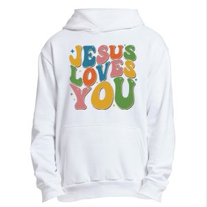 Jesus Loves You Retro Groovy Urban Pullover Hoodie