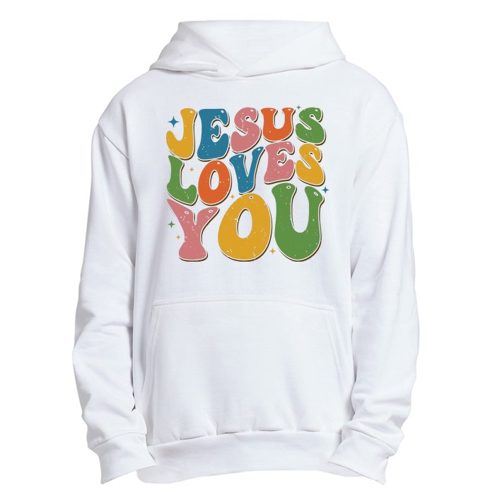 Jesus Loves You Retro Groovy Urban Pullover Hoodie