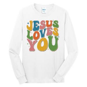 Jesus Loves You Retro Groovy Tall Long Sleeve T-Shirt