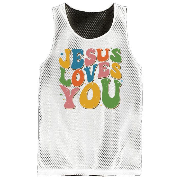 Jesus Loves You Retro Groovy Mesh Reversible Basketball Jersey Tank