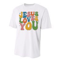 Jesus Loves You Retro Groovy Performance Sprint T-Shirt