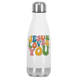 Jesus Loves You Retro Groovy Stainless Steel Insulated Water Bottle