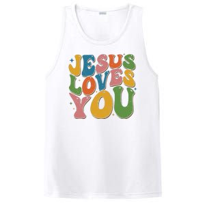 Jesus Loves You Retro Groovy PosiCharge Competitor Tank