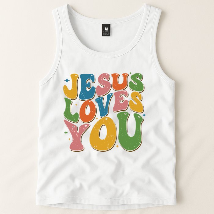 Jesus Loves You Retro Groovy Tank Top