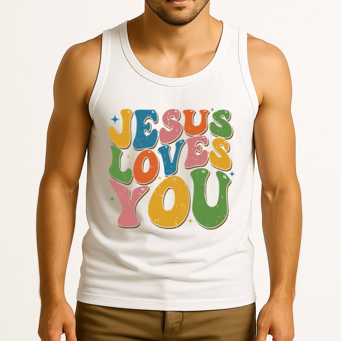 Jesus Loves You Retro Groovy Tank Top