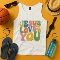 Jesus Loves You Retro Groovy Tank Top