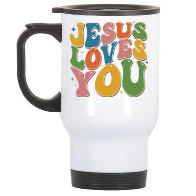 Jesus Loves You Retro Groovy Stainless Steel Travel Mug