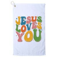 Jesus Loves You Retro Groovy Golf Towel