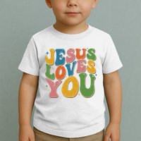 Jesus Loves You Retro Groovy Toddler T-Shirt