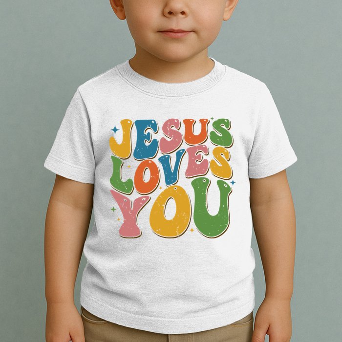 Jesus Loves You Retro Groovy Toddler T-Shirt