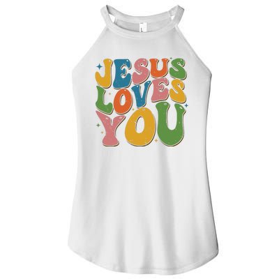 Jesus Loves You Retro Groovy Women’s Perfect Tri Rocker Tank