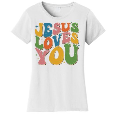 Jesus Loves You Retro Groovy Women's T-Shirt