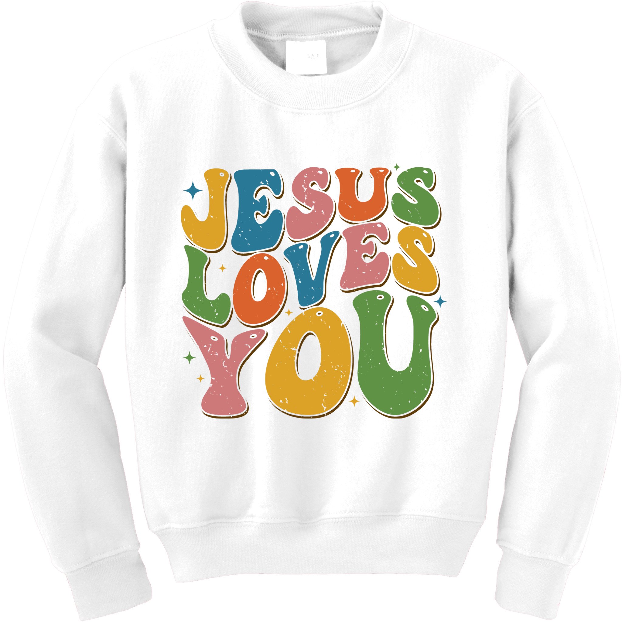 Jesus Loves You Retro Groovy Kids Sweatshirt