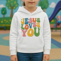 Jesus Loves You Retro Groovy Kids Hoodie