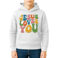 Jesus Loves You Retro Groovy Kids Hoodie
