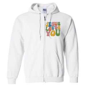 Jesus Loves You Retro Groovy Full Zip Hoodie