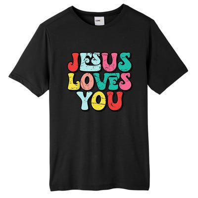 Jesus Loves You Retro Vintage Style Groovy Style Tall Fusion ChromaSoft Performance T-Shirt