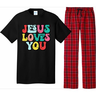 Jesus Loves You Retro Vintage Style Groovy Style Pajama Set