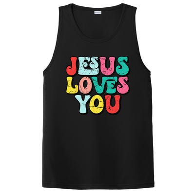 Jesus Loves You Retro Vintage Style Groovy Style PosiCharge Competitor Tank