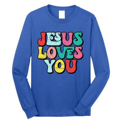 Jesus Loves You Retro Vintage Style Groovy Style Long Sleeve Shirt