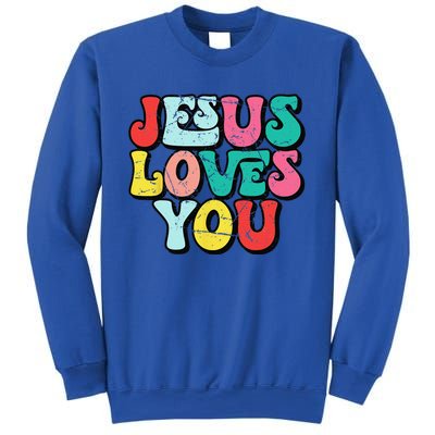 Jesus Loves You Retro Vintage Style Groovy Style Sweatshirt