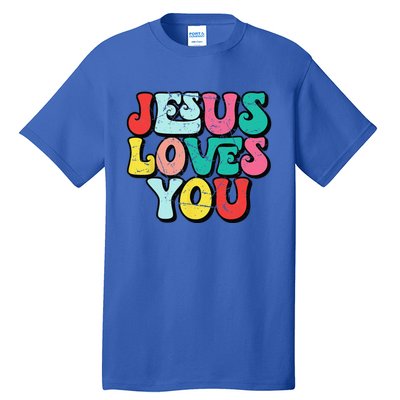 Jesus Loves You Retro Vintage Style Groovy Style Tall T-Shirt