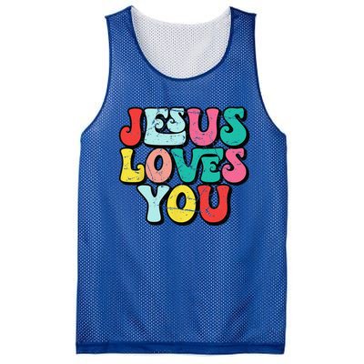 Jesus Loves You Retro Vintage Style Groovy Style Mesh Reversible Basketball Jersey Tank