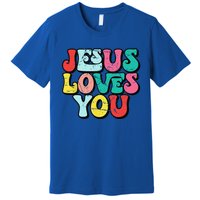 Jesus Loves You Retro Vintage Style Groovy Style Premium T-Shirt