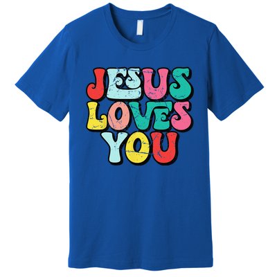 Jesus Loves You Retro Vintage Style Groovy Style Premium T-Shirt